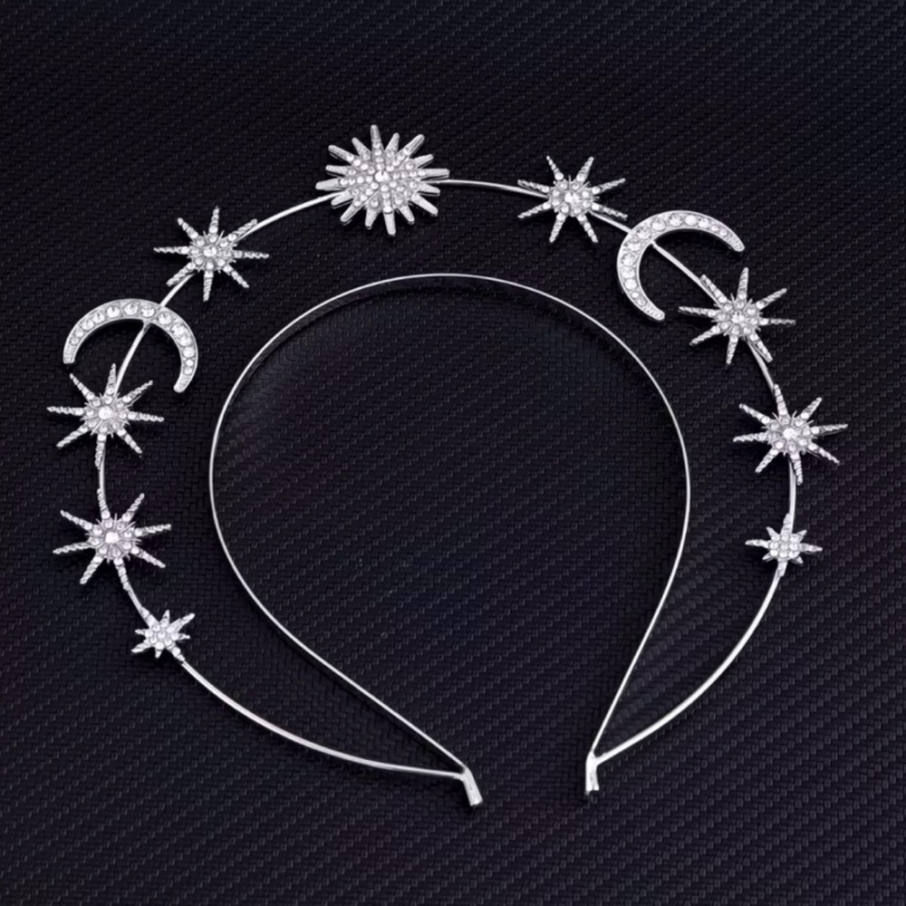 Baroque Silver Star and Moon Headband